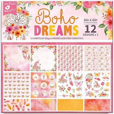 Little Birdie Cardstock Pack 6X6 24Pkg-Boho Dreams