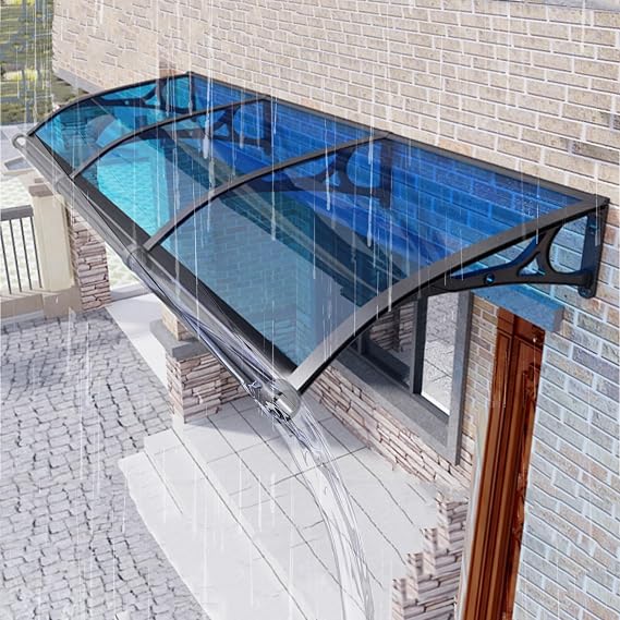 Window Awning Roofing Sheet Polycarbonate UV Resistant Rain Shelter Greenhouse Roof Garden Patio Panels Sunshine Board Rainproof Insulation Front/Back Door Entrance Cover for Sun Snow ( Color : Blue ,