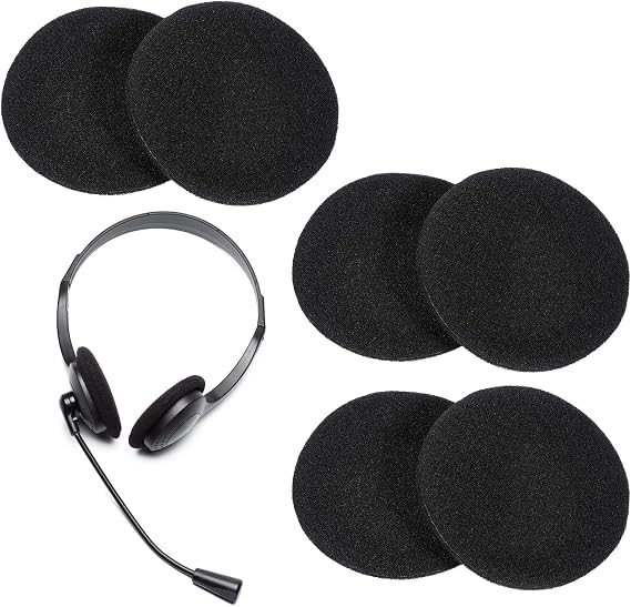 6 PCS Headphone Earpads, 50mm/2" Ear Cushions Ultra Soft Foam Cover Replacement Headphons Ear Covers for Headphones Most Standard Size Office Telephone Headsets H251 H251n H261n H351 H361