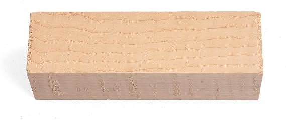 Canadian Curly Maple Wood Knife Handle BLOCK (Each Piece is Unique) 5" x 1-1/2" x 1-1/2"