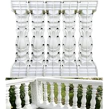 5 Pack 90cm Height ABS Reinforced Concrete Railing Molds, Industrial Grade Cast-in-Place Balcony Fence Molds, Reusable Heavy Duty Casting Moulds for Villa Yard Garden Construction (Lotus)