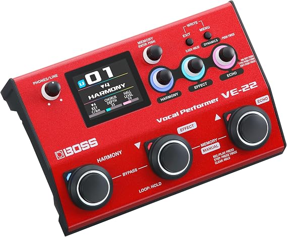 BOSS VE-22 Vocal Performer | Advanced Multi-Effects Processor for Singers | Powerful Harmony & Doubling Functions | Auto Pitch Correction | Ideal for Stage Performance, Recording, Livestreaming & More