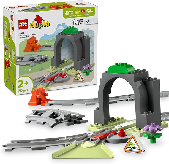 LEGO DUPLO Town Tren Tüneli ve Rayları Ek Macera Seti 10425 | 2 Yaş ve Üzeri Okul Öncesi Çocuklar için 10 Parça Ray İçeren Eğitici Oyuncak Yapım Seti, Hediye Fikri (20 Parça)