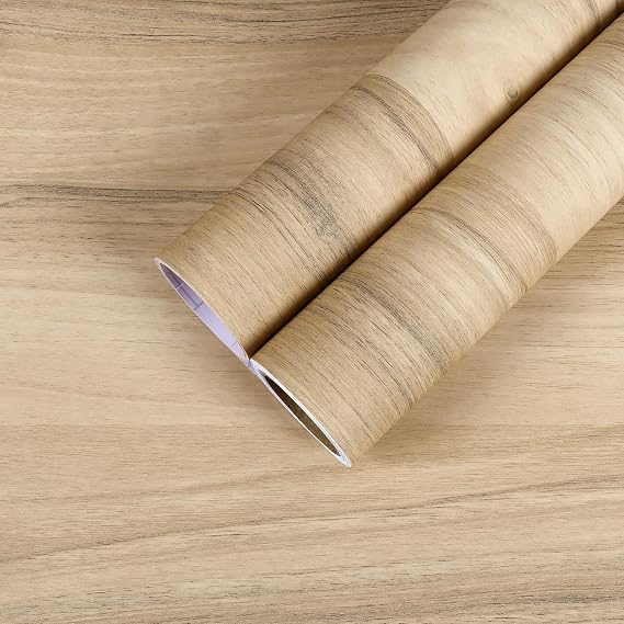 CHIHUT 12x100 Light Oak Wood Grain Contact Paper Peel and Stick Thick Wood Wallpaper Waterproof Self Adhesive Contact Paper Wood Vinyl Wrap Decorative Wooden Wallpaper for Countertops Cabinets
