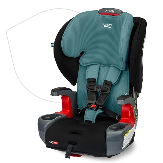 Britax Grow with You ClickTight Harness-2-Booster Car Seat, 2-in-1 High Back Booster, Green Contour | Forward Facing Car Seat & High Back Booster, ClickTight Installation, Extended Maximum Booster Capacity, SafeWash Fabrics