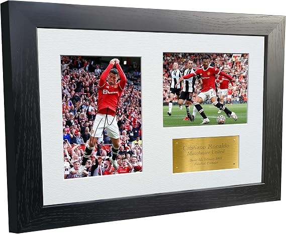 Kitbags & Lockers 12x8 A4 Cristiano Ronaldo Manchester United Autographed Signed Photo Photo Picture Frame Poster Gift Gold, Black, 323mm x 342mm x 1.5mm