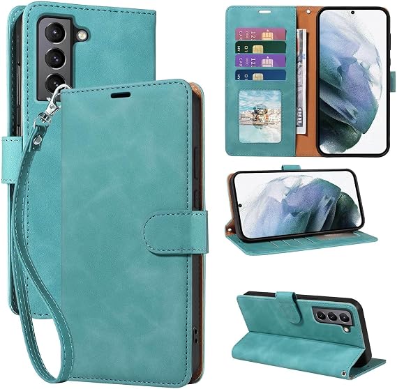 RFID Blocking for Samsung Galaxy S21 Case Wallet (Green)