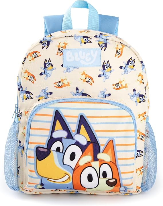 Bluey Kids Backpack Bingo Character in Beige | Childrens Mini Bag with Adjustable Straps and Mesh Pocket