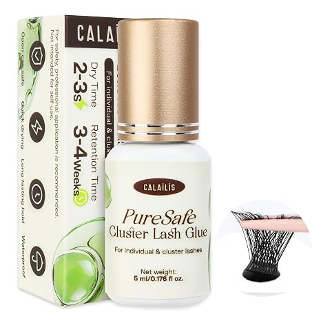 Lash Cluster Glue Sensitive Open Eyes Cluster Lash Glue Extra Strong Hold Long Lasting 4+ Weeks Eyelash Extension Adhesive Waterproof & No