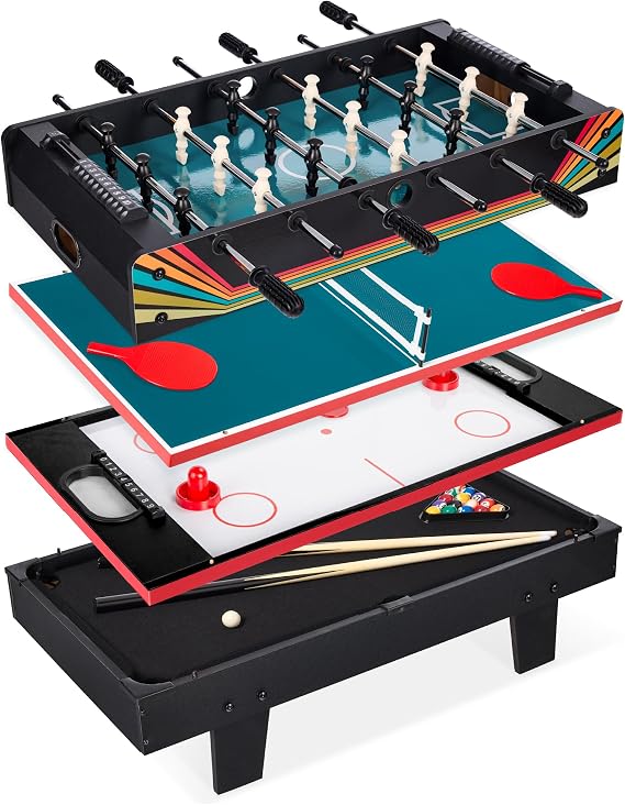 Best Choice Products Multi-Game Table Series Interactive Game Tables for Kids with Foosball, Air Hockey, Billiards, Ping Pong & More | Childrens