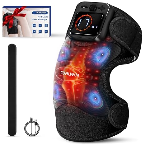 Cordless Knee Massager with Heat and Red Light Therapy, Pain Relief