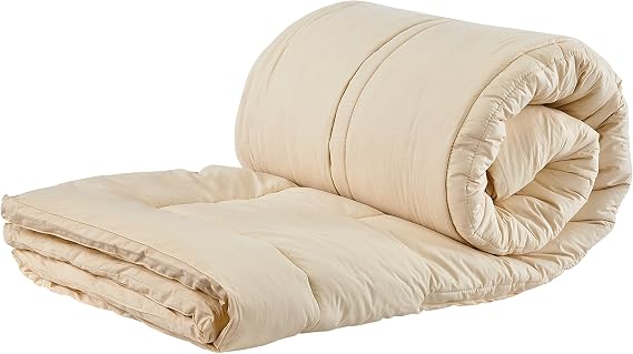 Sleep & Beyond myMerino 100% Organic Merino Wool Topper with Cotton Cover for All Seasons - 1.5 Inch Thick Comfortable and Breathable Topper - Moisture Wicking - Ivory - Full 54x76