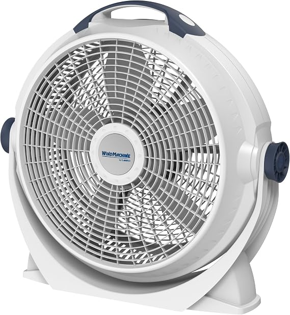 Lasko WINDMACHINE High Velocity Pivoting Floor Fan - 20" - 3301 - Gray | 3 Speeds, 360 Degree Directional Airflow, Portable Air Circulator Fan for Home, Garage, and Workshop, Fully Assembled