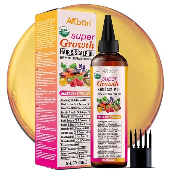 Super Blend of Pure Rosemary Oil for Hair Growth with Black Castor, Batana, Argan, Jojoba, Infused with Keratin & Biotin, Blend Scalp and Hair Oil for Hair Strengthening, Moisture, Shine, Protection