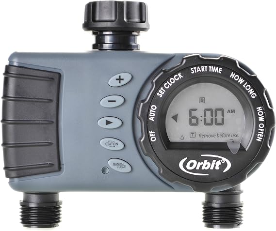 Orbit Digital Hose Sprinkler Irrigation Timer for Vacation Lawn, Plant, and Garden Watering (2 Valve)