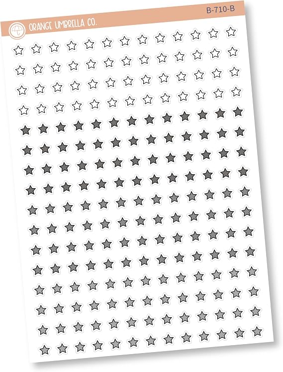 Tiny Star Planner Stickers from Kits | B-710 (Black/Grey/White)
