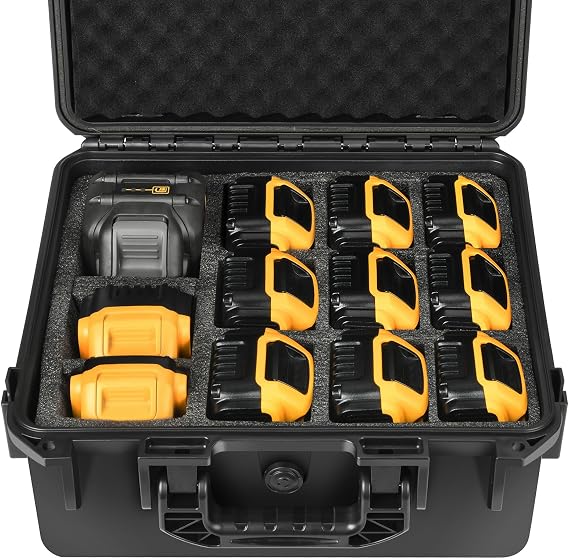 Waterproof Case for Dewalt Battery & Charger Box with Customizable Fit Foam | Design for Dewalt/Milwaukee/Makita/Ryobi Battery & Charger,keep battery accessory neatly protected during daily transport