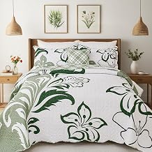 EVENHUG Floral Quilts Set Queen Size 3 Piece Pink Bedding Set Reversible with 2 Pillow Shams Bedspread Coverlet Lightweight Soft Bed Cover for All Season(92"X96",Pink)