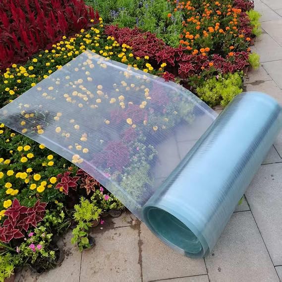 Clear Polycarbonate Roofing Sheet, Plastic UV Resistant Greenhouse Shed Canopy, Transparent Insulation Day Lighting Panels, Easy Cut Covering Panel for Outdoor Gardening (Clear, 6.56ft x3.2ft)
