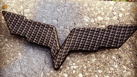 Performance Corvettes Corvette C6 Z06 ZR1 Grand Sport Carbon Fiber HydroGraphics Rear Bumper Fascia Emblem 2005-2013