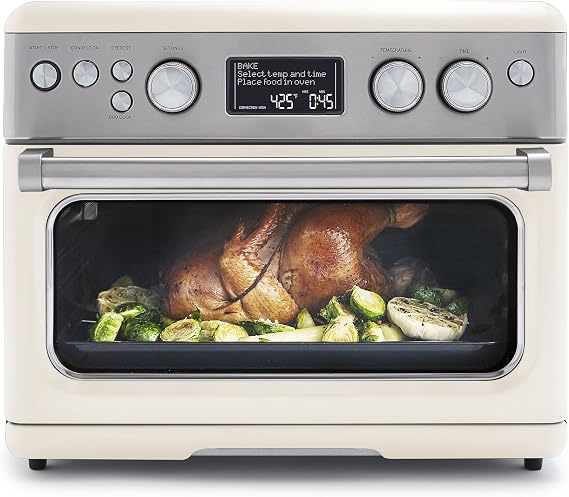 GreenPan 13-in-1 Elite Countertop Convection Oven & Air Fryer, PFAS-Free Ceramic Tray & Pizza Pan, Adjustable Racks, Multifunction Presets, Toaster, Bake, Broil, Roast, Proof, Dehydrate, Cloud Cream