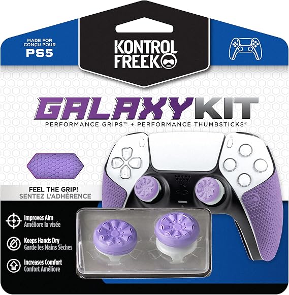 KontrolFreek FPS Freek Galaxy Performance Kit for PlayStation 5 Controller (PS5) | Includes Performance Thumbsticks and Performance Grips | Purple