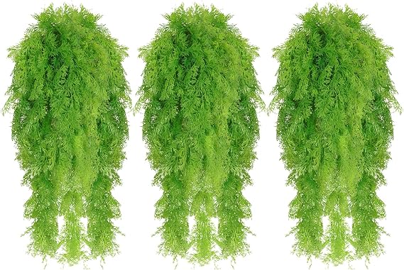 RECUTMS Artificial Hanging Plants Fern Vine - Fake Ivy Leaves Decoration for Indoors (Green1)
