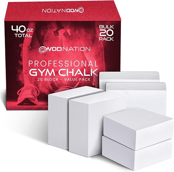 WOD Nation Gym Chalk Blocks - Premium Sport Hand Chalk - Easy Grip, Moisture Absorbing, Athletic Block Gym Chalk for Gymnastics, Rock Climbing, Power Lifting, More!