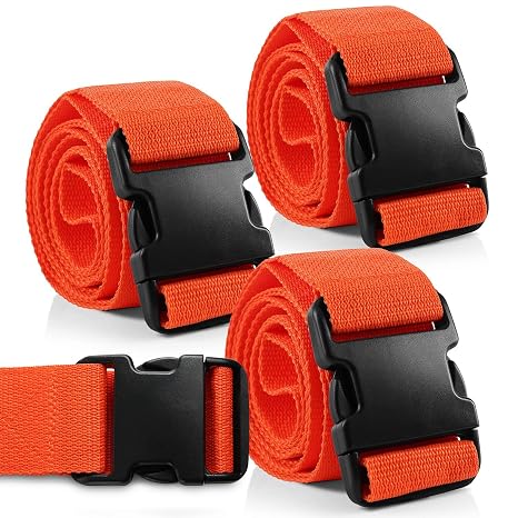 Primacare IR-5009-3 Pack of 3 Backboard Strap Adjustable Patient Immobilization Straps with Quick Release Buckles for Spine Boards, Emergency Medical Use, 9 Feet, Orange