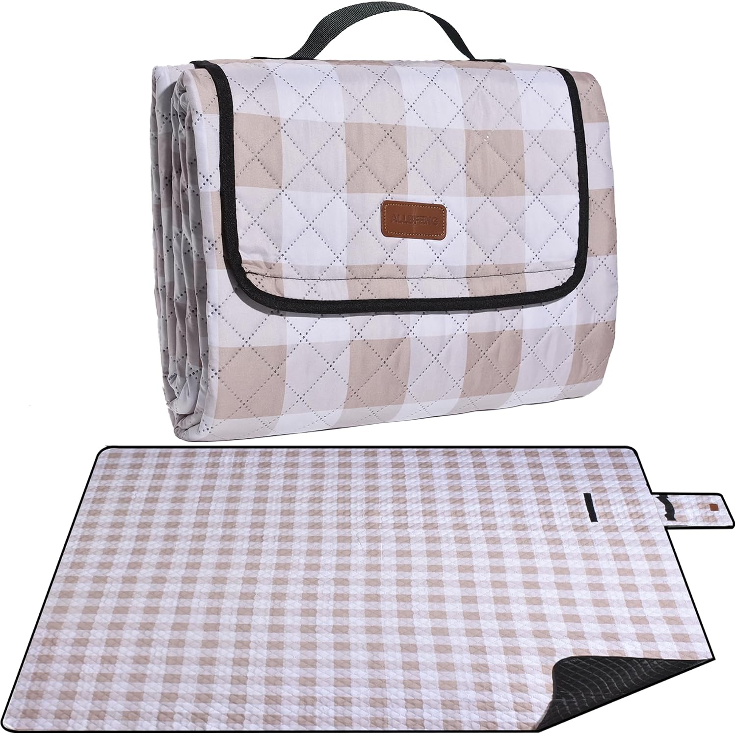 Extra Large Picnic Blanket 80x 80 Waterproof Foldable Picnic Mat for Beach, 5-Layer Outdoor Blanket for 6 to 8 Adults,Camping Grass Lawn Park Accessories Couple Park Wedding RegistryBrown
