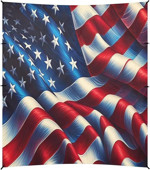 Beach Tent American Flag Beach Canopy Outdoor Sun Shelter with Sandbags Sand Shovel Ground Pegs Stability Poles, Portable Sun Protection for Camping Picnic Fishing Backyard Family