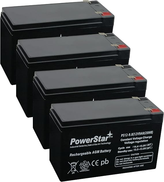 PowerStar 12V 9AH SLA Battery Replaces CP1290 6-DW-9 HR9-12 PS-1290F2-4PK