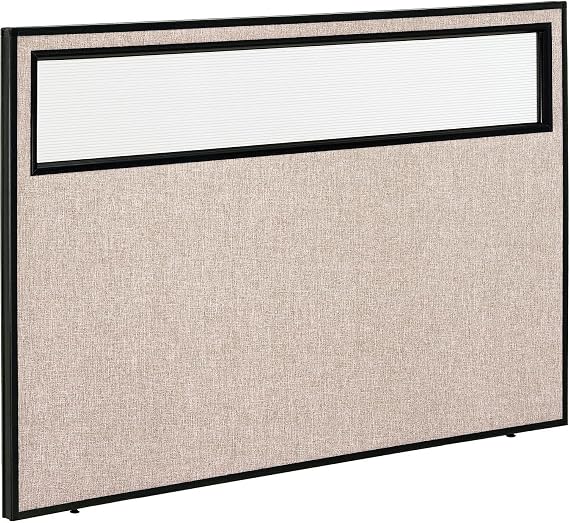 Global Industrial Office Partition Panel with Partial Window, 60-1/4"W x 42"H, Tan