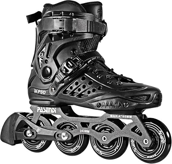 Professional 4X80Mm Wheels Inline Skates,Outdoor Fitness Single Row Skates for Adult Women Men,Removable and Washable Split Inner Boots, Black Adult Male.
