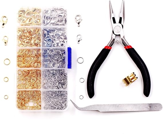 Jewelry Findings Kit with for Jewelry Making, 550Pcs Open Jump Rings and Lobster Clasps with Pliers for Bracelets Necklaces Making, B1 Excellent Quality