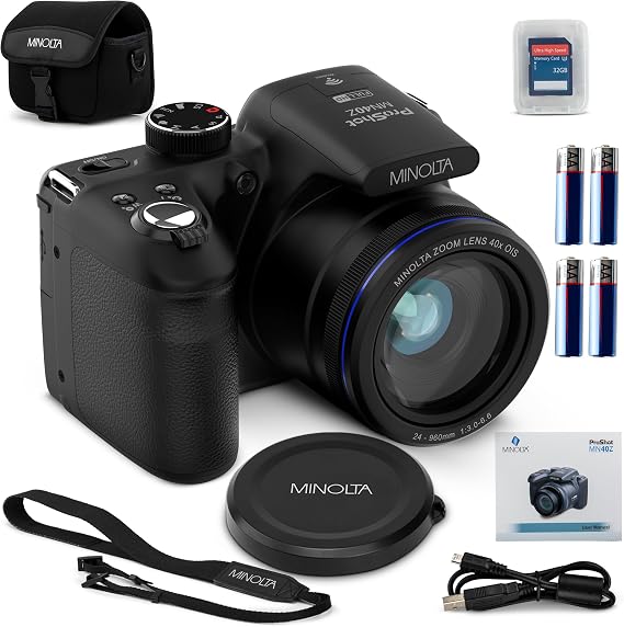 Minolta ProShot MN40Z 20MP Camera, 40X Optical Zoom, 1080p Video (Black) | Capture sharp photos and video with intuitive controls for travel, family and everyday moments.