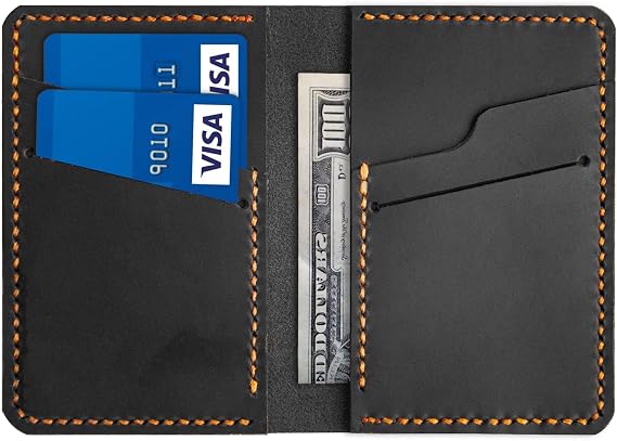 Leather for Men & Women Front Pocket Card Holder | Minimalist Wallet | Front Pocket Wallet | Leather Card Sleeve | Minimalist Handmade Card Holder Black