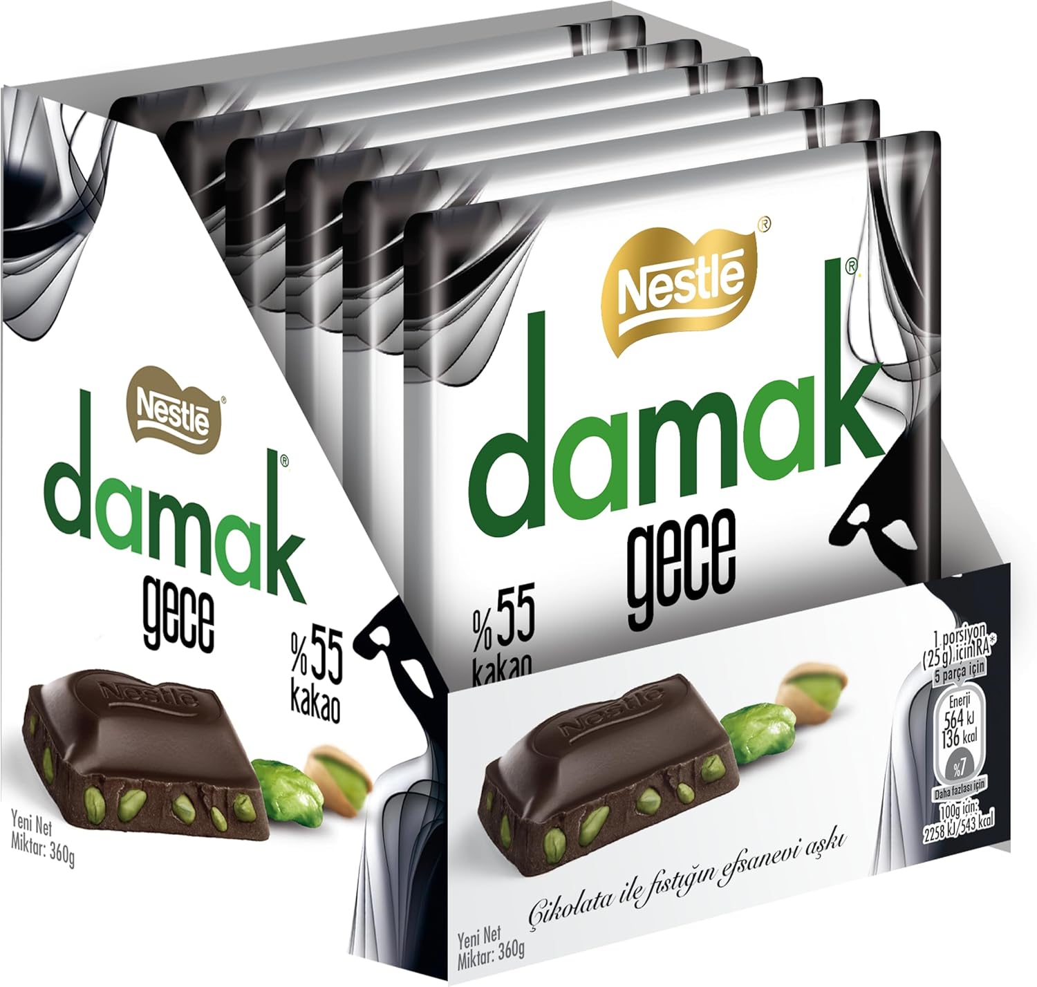 Nestlé Palate Night Pistachio Dark Chocolate 6 Pieces x 60 G