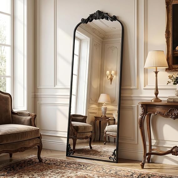 HARRITPURE 64"x21" Vintage Full Length Mirror, Arched Standing Mirror