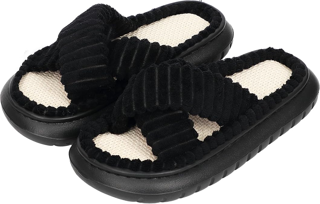 Women Summer Slippers Open Toe Bow Shoes Memory Foam House Slippers