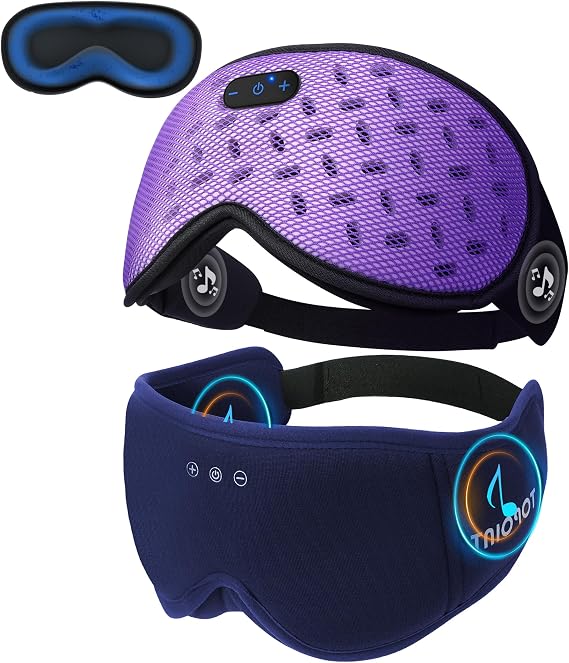 TOPOINT Weighted Sleep Mask Headphones Bluetooth 5.4 with 3D Removable Hot & Cold Compress and Bamboo Cotton Bluetooth Sleep Mask