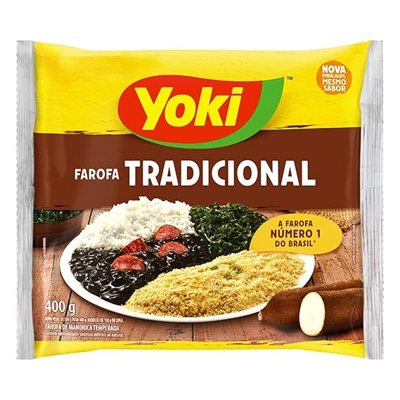 Yoki - Seasoned Cassava Flour - 14 Oz - Farofa De Mandioca Pronta Temperada 400 Grams