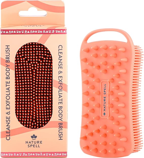 Nature Spell Silicone Body Scrubber, Gentle & Waterproof, for All Skin Type | Dual-Sided Exfoliator & Cleansing Brush, Improves Blood Circulaion and Soothes Skin