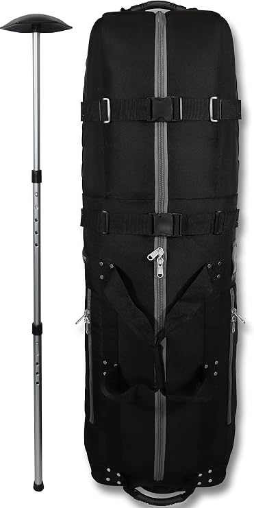 CaddyDaddy First Class Military Grade Ballistic Nylon Travel Cover with EVA Dense Foam Top Padding 2 Year Full Replacement Coverage Self Standing Base XL Wheels Case for Transporting Clubs on Airlines