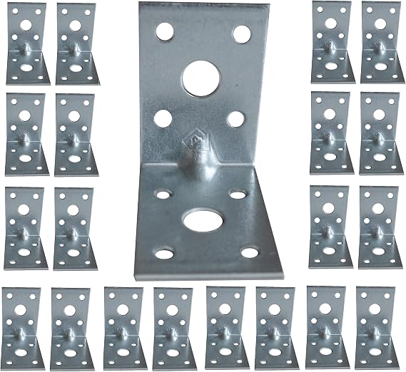 20 Pack Angle Brackets for Wood, Heavy Duty 50x50x35mm Galvanised Steel