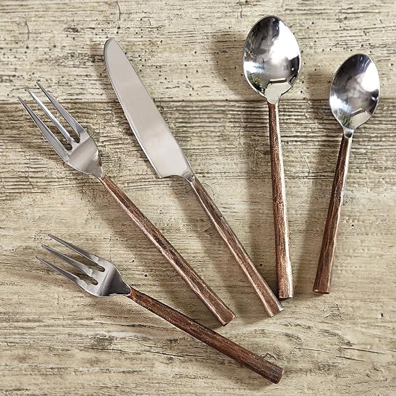 BLACK FOREST DECOR Hewn Copper 5 Piece Flatware Set, Stainless Steel, Home Decor