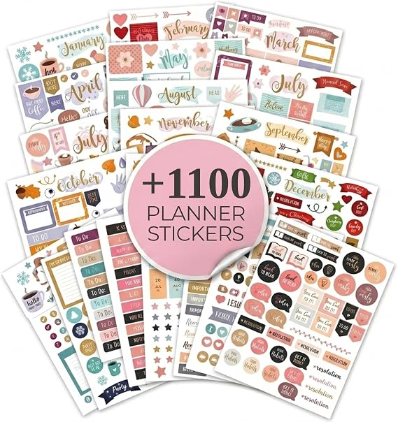 Aesthetic Monthly Planner Stickers - 1100+ Beautiful Design Accessories | Enhance and Streamline Your Planner, Journal and Calendar