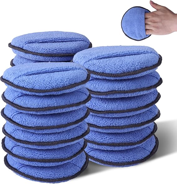 WORKPRO 18-Pack Car Microfiber Wax Applicator Pads with Finger Pocket
