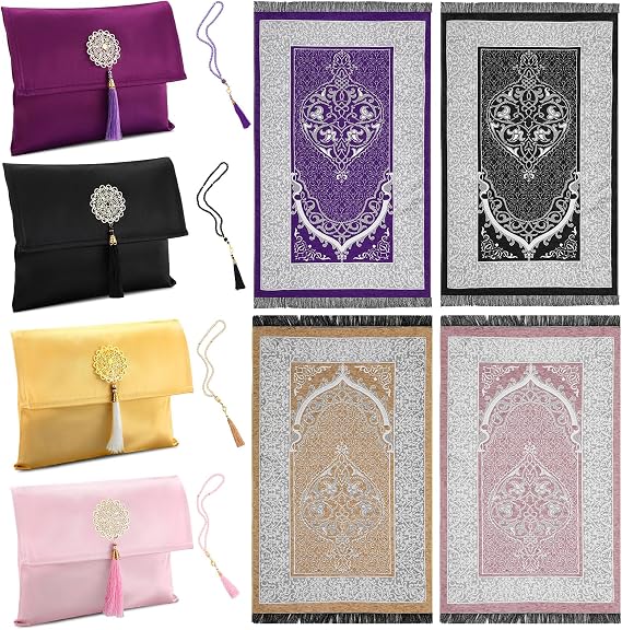 Mindsoft 4 Pack Portable Muslim Prayer Mat, Ramadan Eid Gift, Classic Color