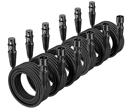 XLR Cable 10ft 6 Packs - Premium Balanced Microphone Cables Mic Cable